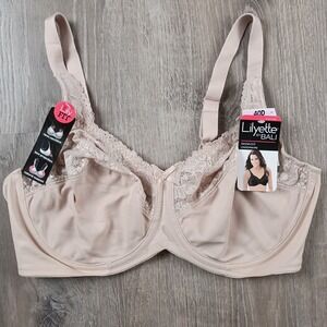 Lilyette By BALI Style 0428 Minimizer Underwire Bra Size 40D NWT Beige Nude Lace